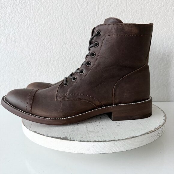 NEW Lane Mens Brown Ankle Boots Size 10 Lace-up Casual Genuine Leather Sole - Picture 4 of 12